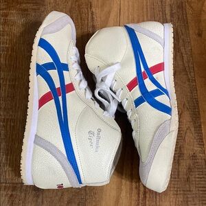 Onitsuka Tiger Mexico Mid Runner Tokyo white, blue, & red unisex size 5.5